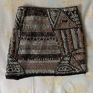 Black Sequinned Party Mini Skirt