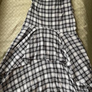 Checkered High Low Skirt