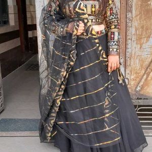 Black Lehnga With Multi Blouse