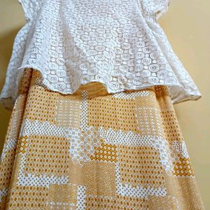 AND Women Maxi White Yellow Dress