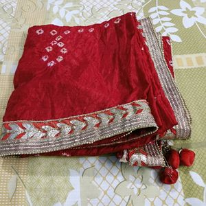 Bandhej Red Dupatta🎀