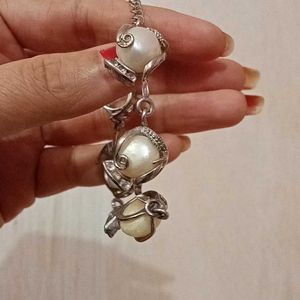 Rhodium Plated Silver Pearl Bracelet