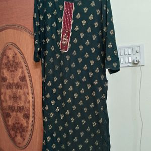 Beautiful Printed Green Kurta