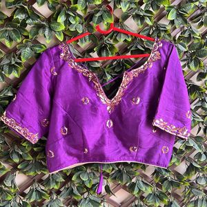 PURPLE COLOR MUKAISH EMBROIDRED BLOUSE