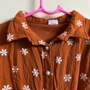 Floral Printed Rust Color Top (women’s)