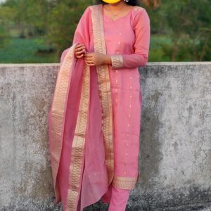 Organza Kurta Pants And Dupatta