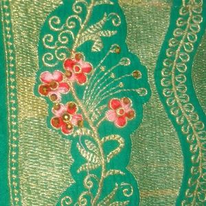 Saree With Heavy Embroidery On Bottom