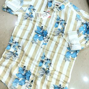 Stripes flower print shirt