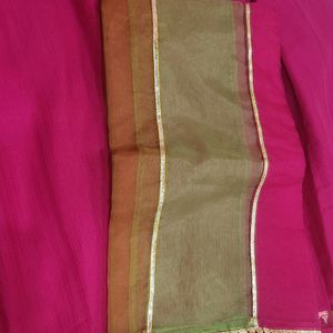 Cotton Suit With Organza Dupatta