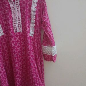 Pink Bandhani kurti