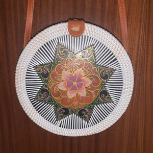 Bali Handwoven rattan round straw bag for women