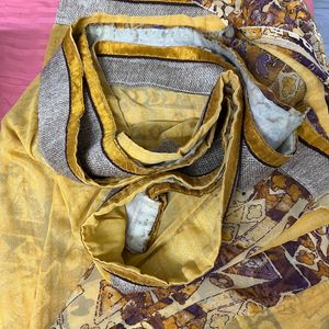 Yellow Cotton Saree With Blouse