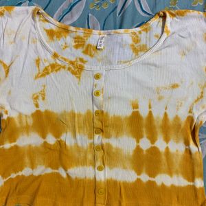 YELLOW WHITE tie dyed top women