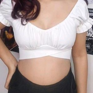 tie back white crop top