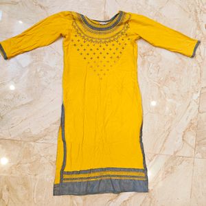 Mustard Straight Kurti