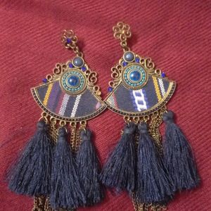 Dark Blue Fur Earings