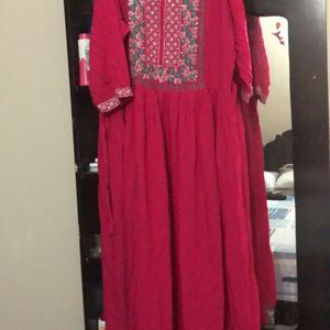 Pink And  Lux Green Kurti Set