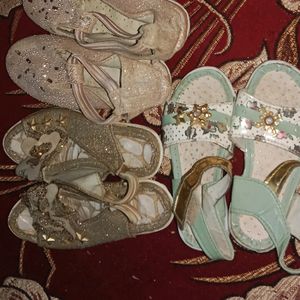 Three Pairs Used Girls Baby Footwear