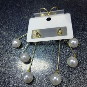 Zirconia Earrings With Dangling Pearls