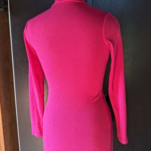 Hot Pink Mini Fitted Dress