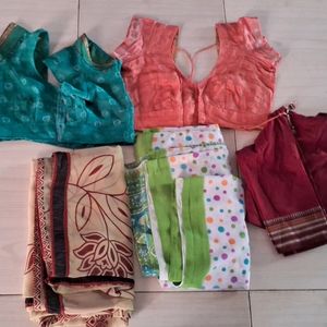 2 Saree With Extra 3 Blouses