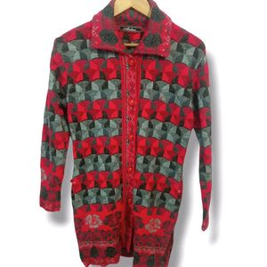 Machine Woven Pattern Button-down cardigan