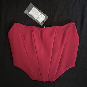 Trendyol Maroon Solid Corset Crop Top