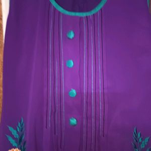 Purple embroided georgette tunic