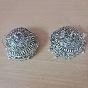 Big Oxidized Silver Jhumkas