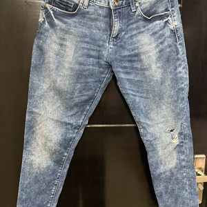 Benetton mid waist cropped light fade jeans