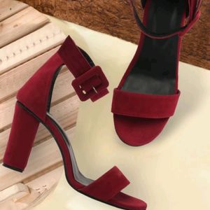 Velvet Red Heels Sandals