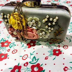 Women Floral Clutch For Partywear