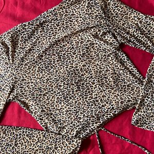 Shein Leopard Drawstring Top