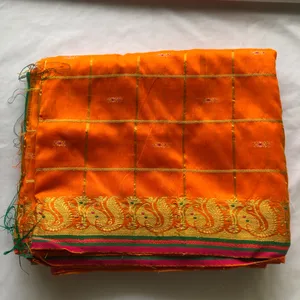 New Orange Checks Saree