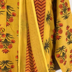 Mustard Yellow Printed Kurta & Dupatta (Women’s)