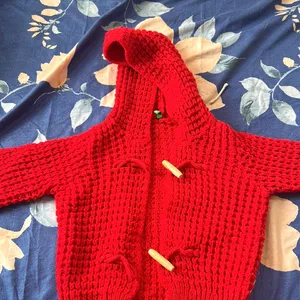 Red Benetton Hoodie Cardigan