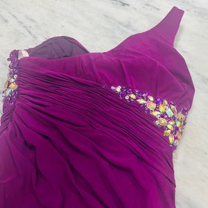 Purple Color One Shoulder Dress