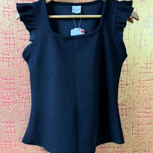 Square Neck Black Tank Top