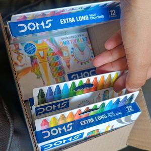 DOMS Extra Long Wax Crayons 12 Shades