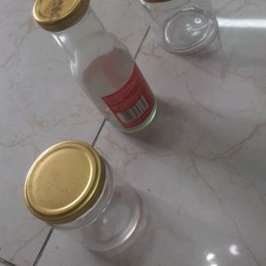 3 Glass Bottles With Gilden Cap