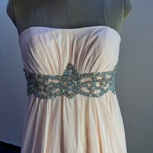 Peach Embellished Tube Dress (Bust:34)