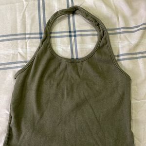 Halter Neck Olive Green Top