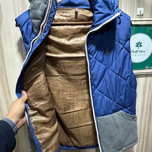 NII Quilted Sleeveless Blue Hooded Jacket