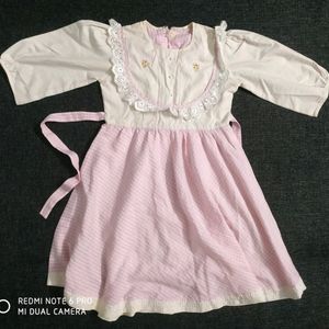 Baby Pink Frill Frock Dress