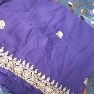 Navy Blue Saree With Blouse