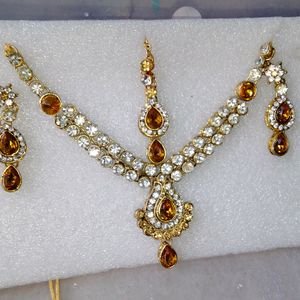 Artificial Diamond 😘Jewellery Set 💥With Mangtika