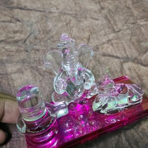 #New# Glass Idol Of  Lord Ganesh,Shivling With Nan