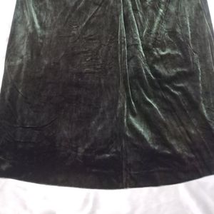 Sap Green Velvet Long Skirt