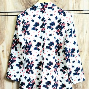 White Printed Coat Size-36