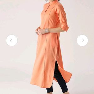 Libas Straight Orange and White Striped Kurta